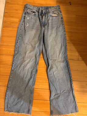 H&M &Denim Light Wash Ultra High Waist Wide Leg Jeans - Classic Denim